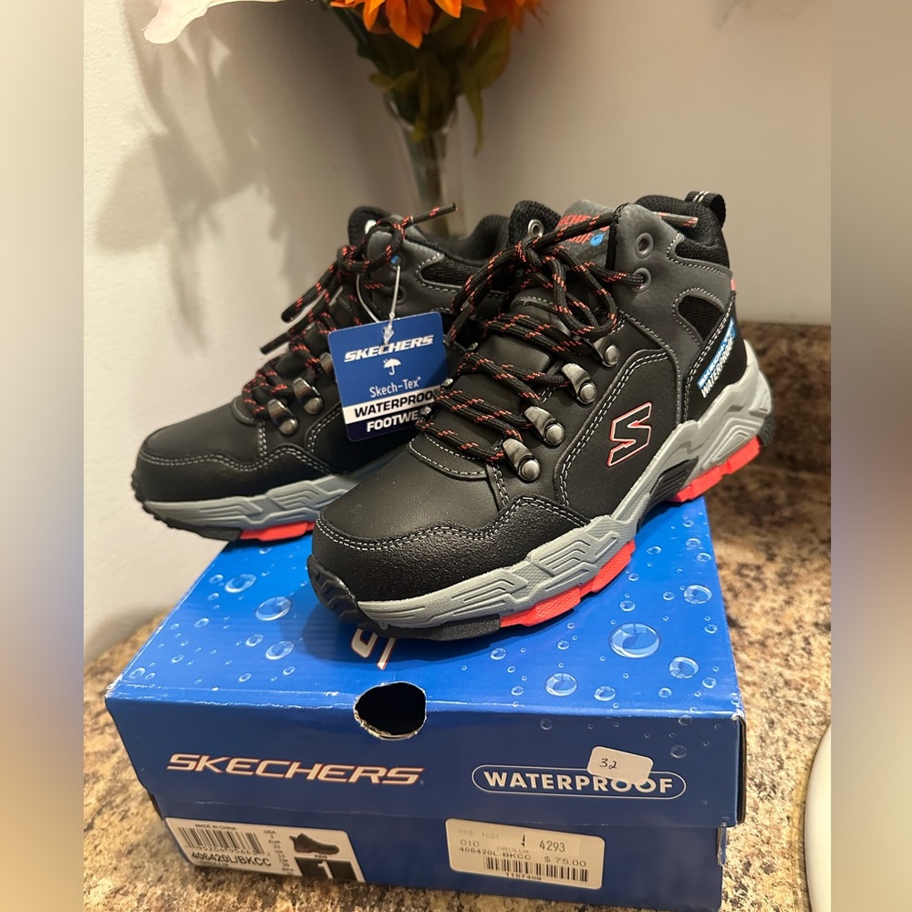 Skechers Black and Red Waterproof Hiking Boots